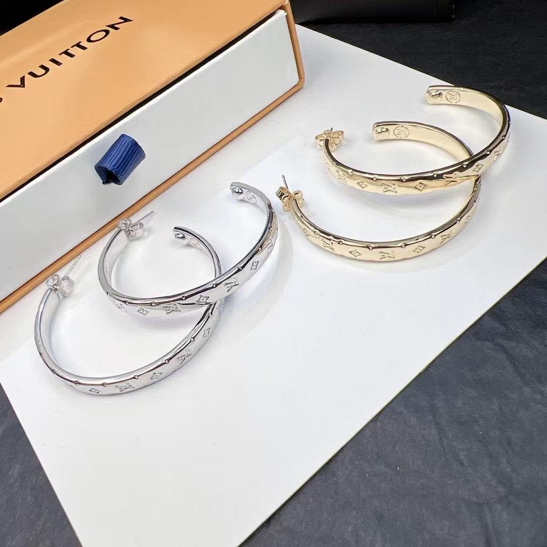 High-End Steel L.V Hoop Earrings