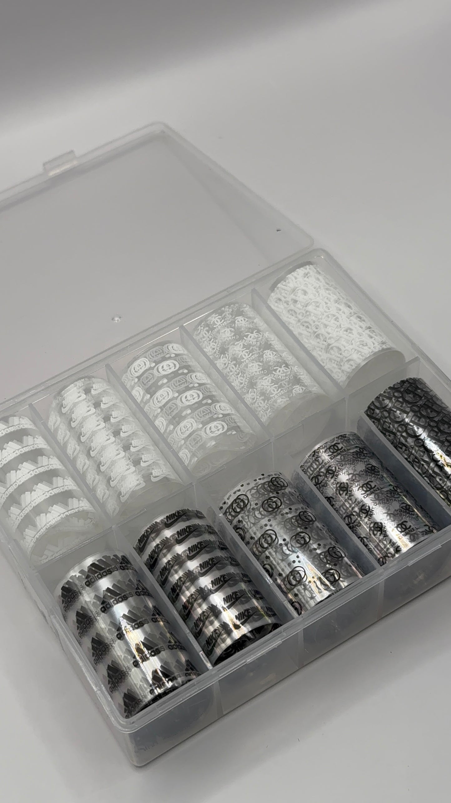 Luxury Designer-Inspired Nail Transfer Foil Set of(10 Rolls)- White/Black