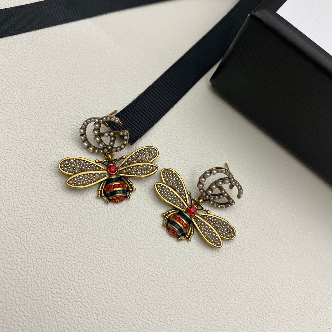 High-End Steel G.G Queen bee Earrings