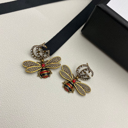 High-End Steel G.G Queen bee Earrings
