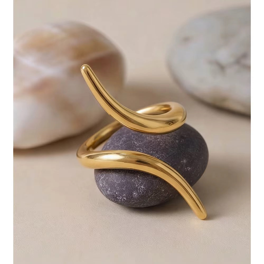 18K Gold plated Spiral Minimalist Adjustable Ring
