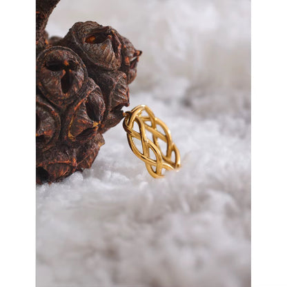 18K Gold Plated Woven Waterproof Stainless Steel Exquisite Adjustable Ring