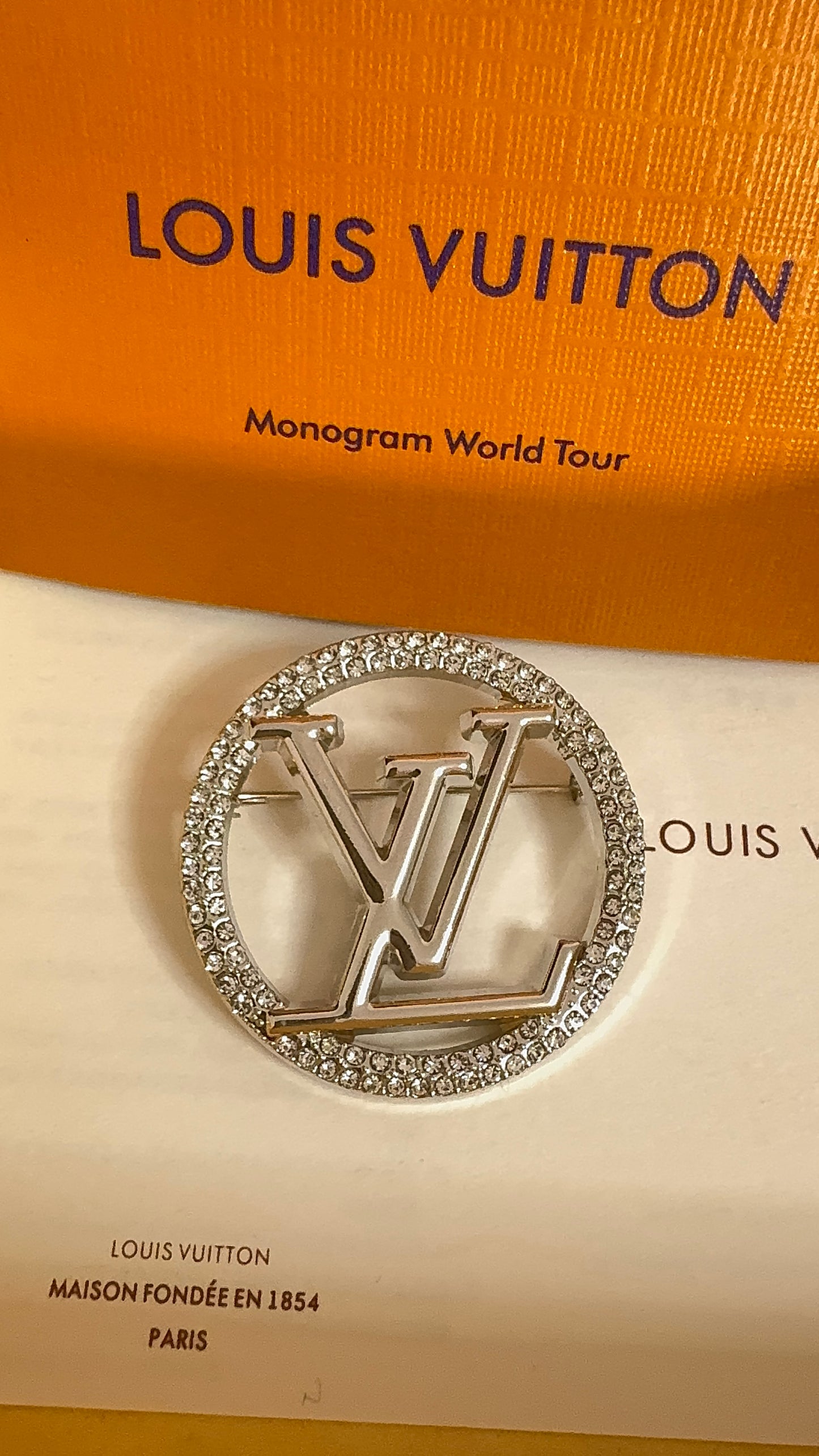 Crystal L V Brooch Pin