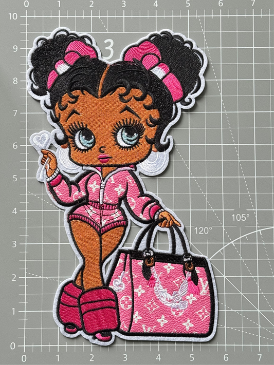 Pink Leather LV Betty Iron-on Patch 10inch