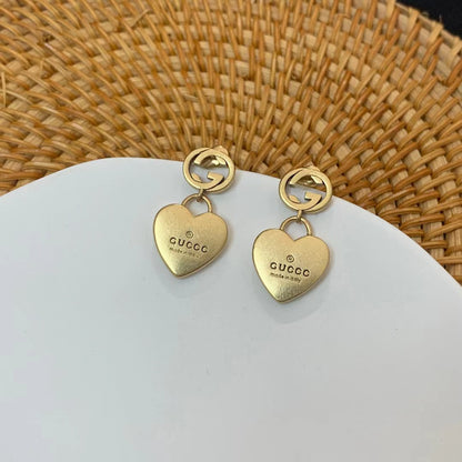High-End Steel G.G Antique Heart Earrings