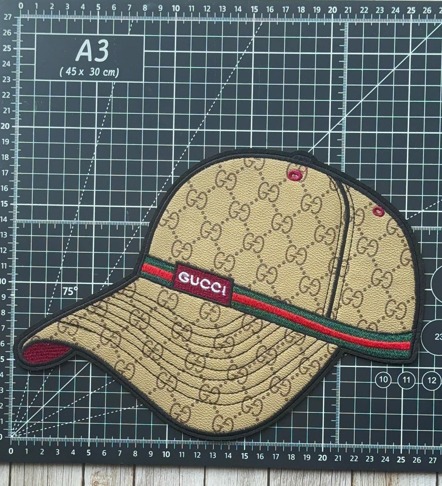 XL Leather fabric G.G Baseball Hat Patch
