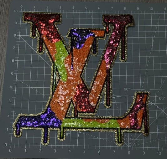 XL Multi colour sequin drip patch