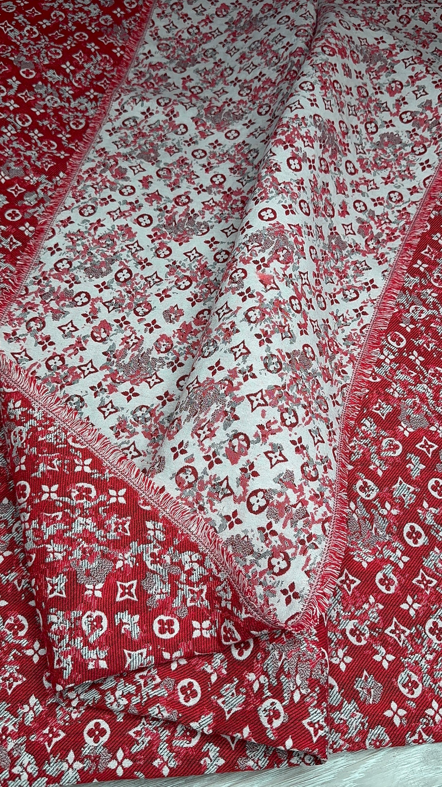 LV Red Jacquard Fabric