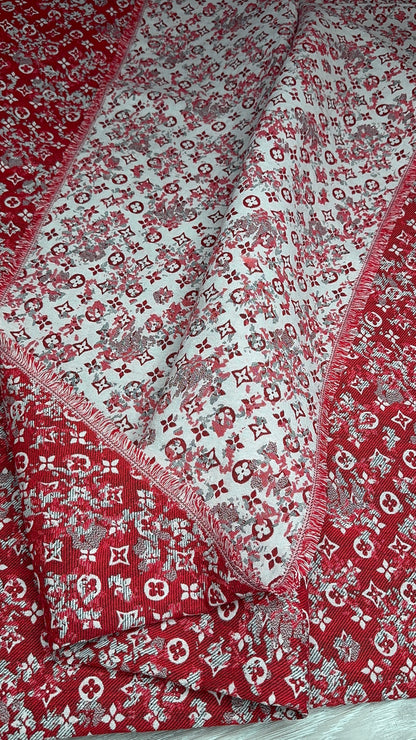 LV Red Jacquard Fabric