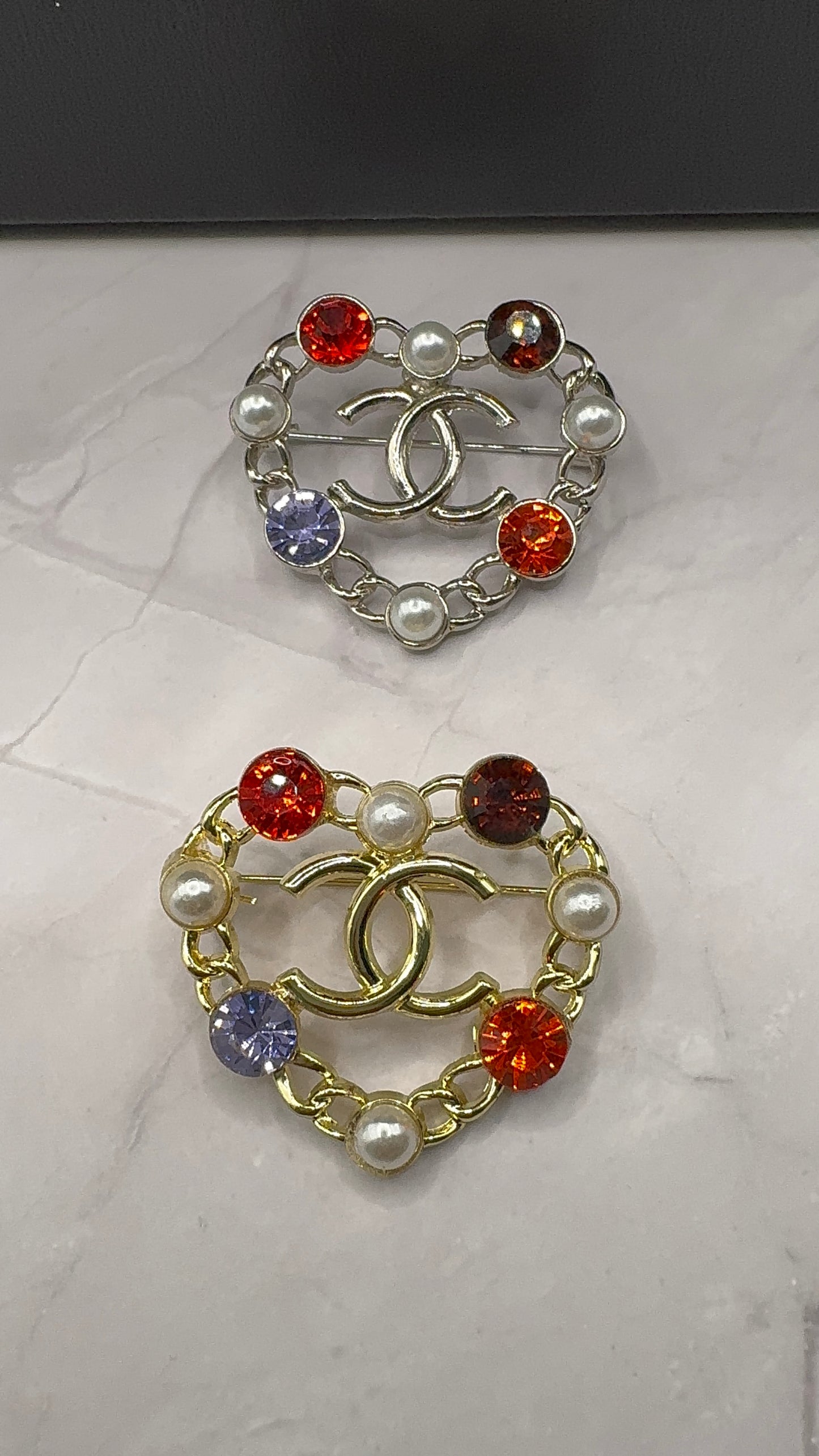 High Quality C.C Heart Brooch pin