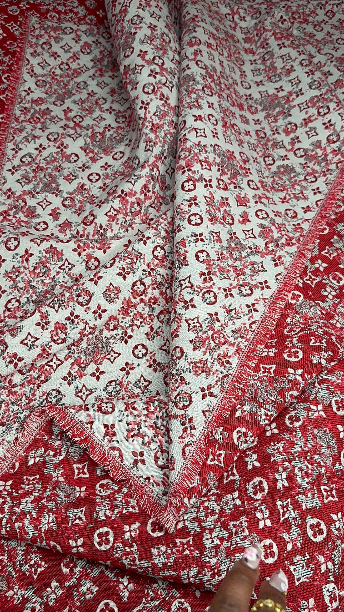 LV Red Jacquard Fabric
