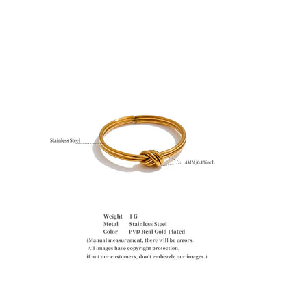 18K Gold Plated Minimalist Multi Wire Knot Stainless Steel Dainty Stackable Ring