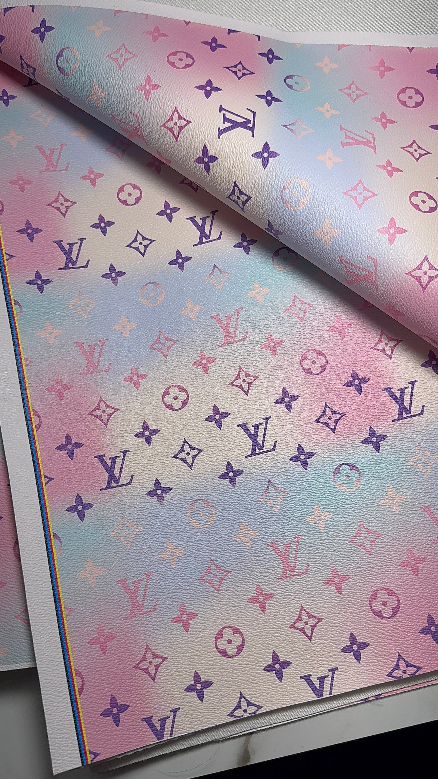 Luxury Pastel pink LV Monogram Faux Leather Fabric – Designer-Inspired Finish