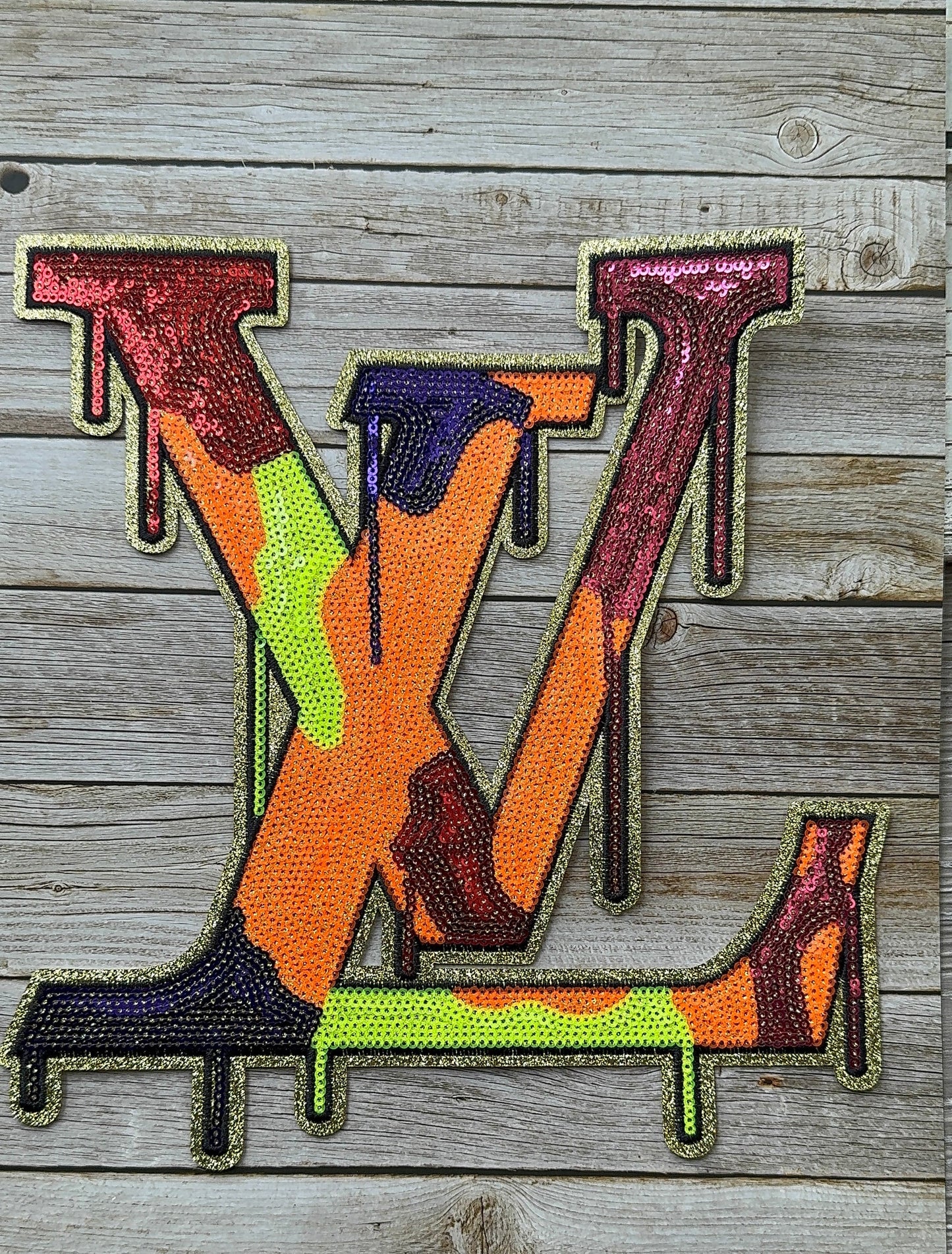 XL Multi colour sequin drip patch