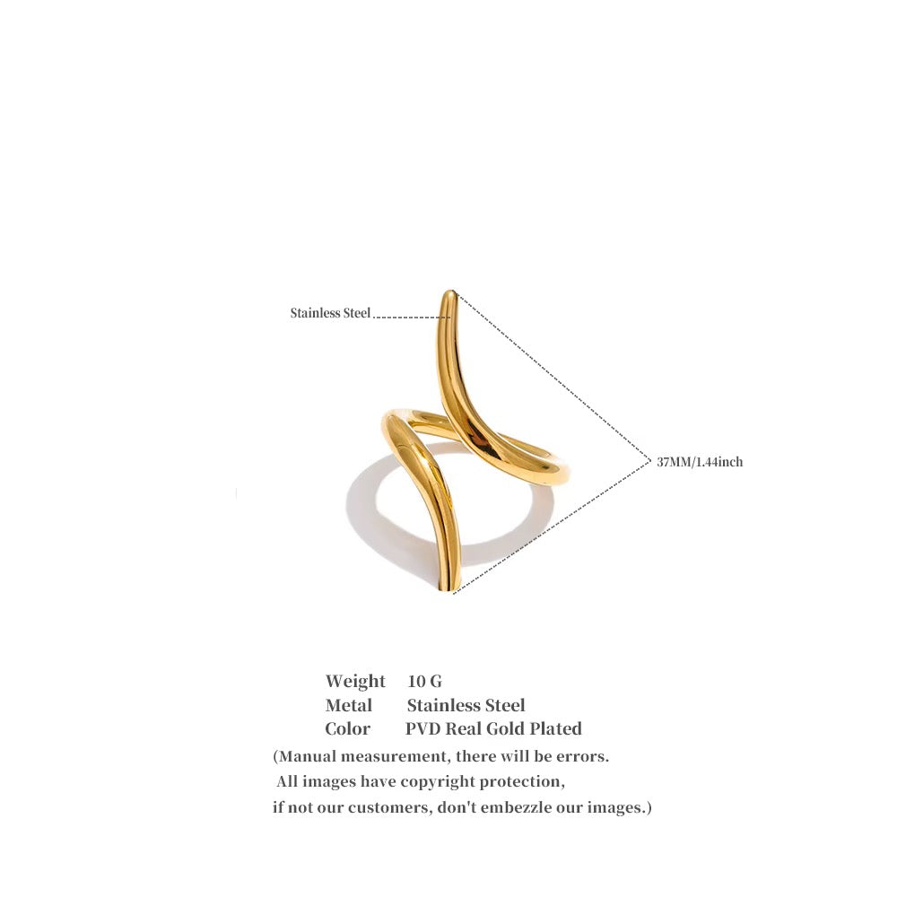 18K Gold plated Spiral Minimalist Adjustable Ring