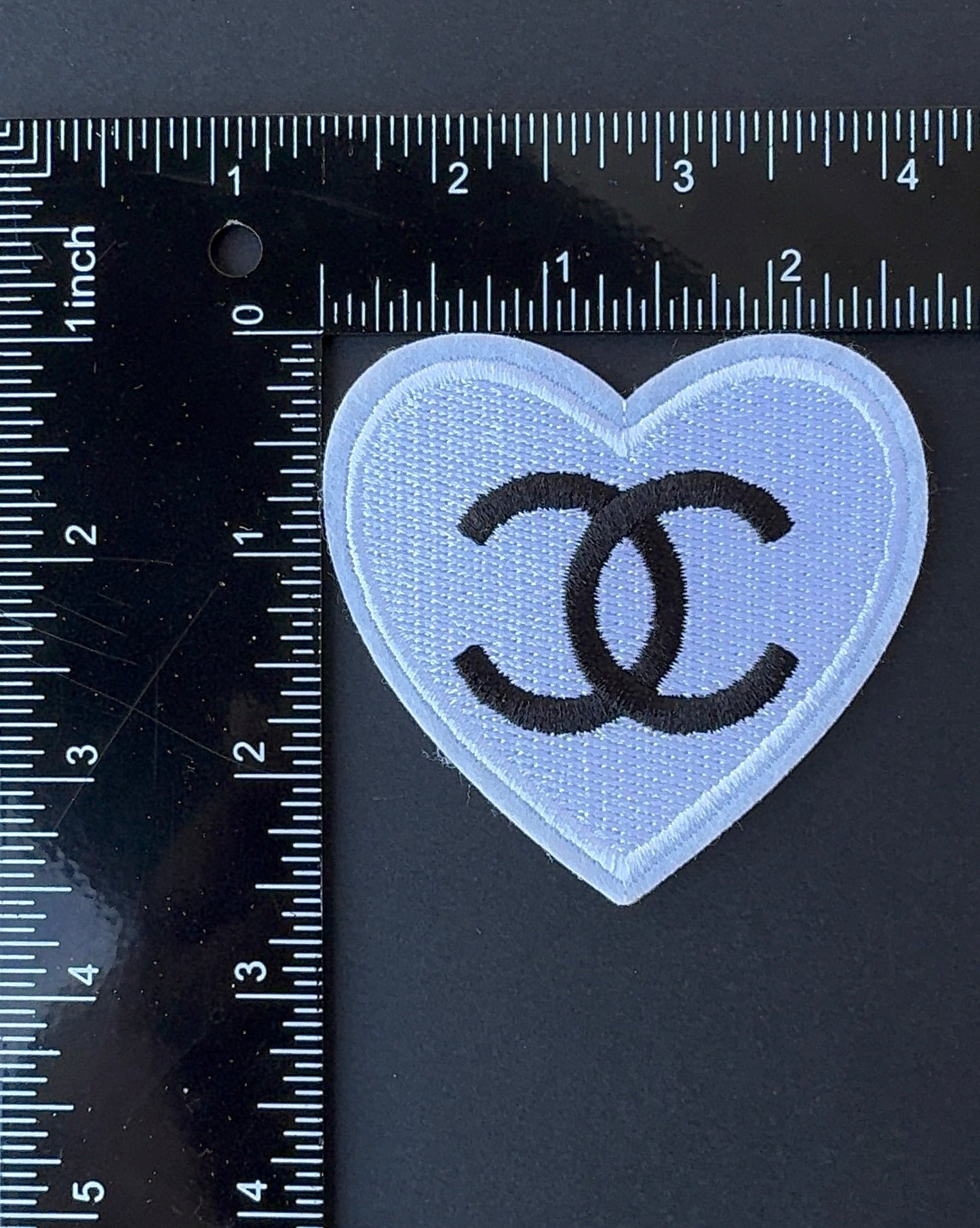 C.C white and black heart patch