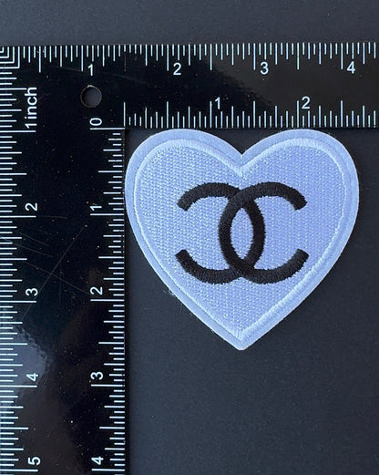 C.C white and black heart patch