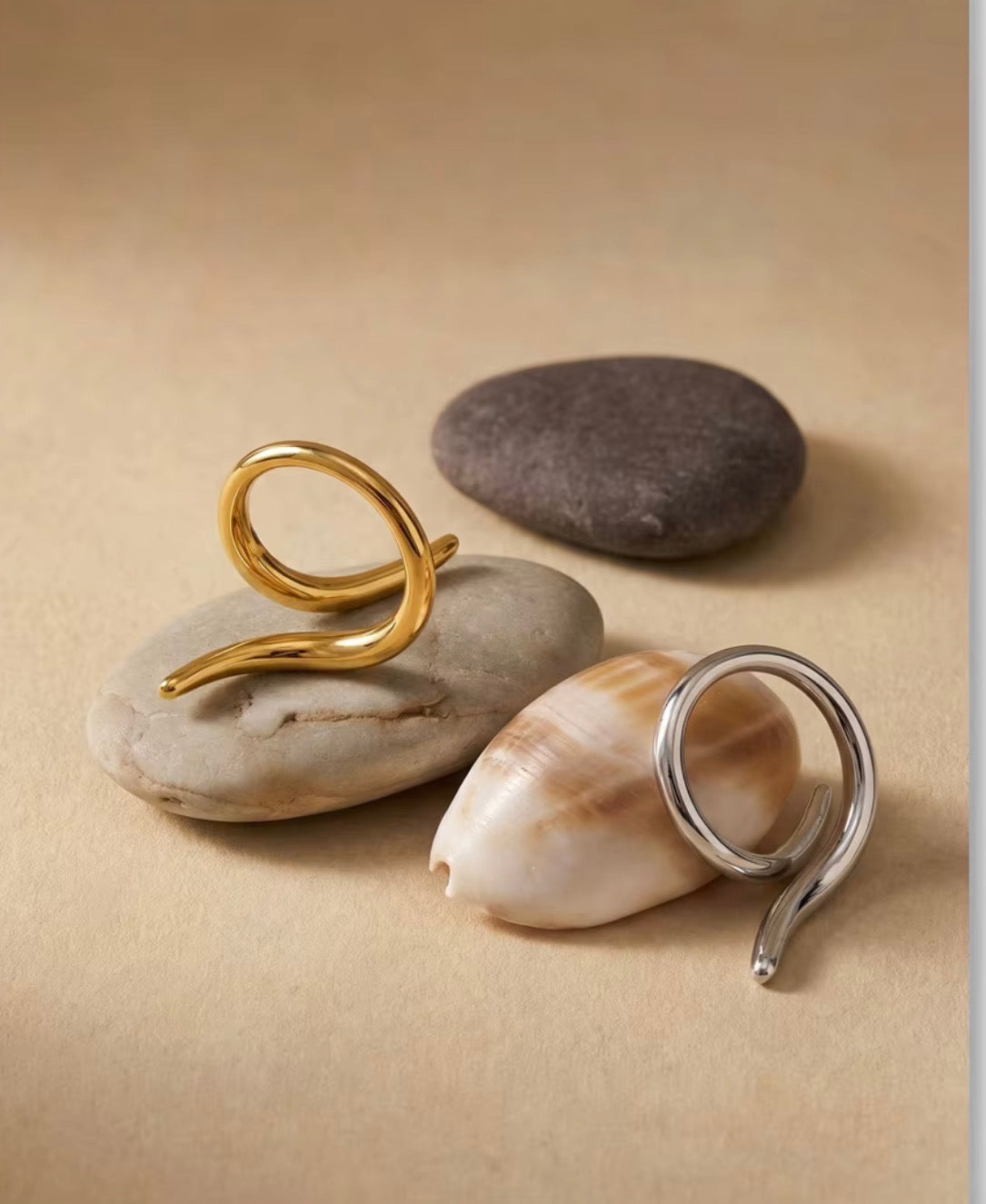 18K Gold plated Spiral Minimalist Adjustable Ring