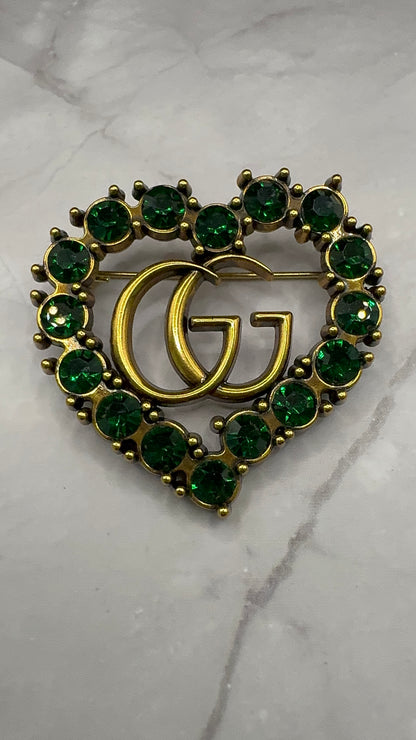 G.G Antique Brass Heart Brooch pin