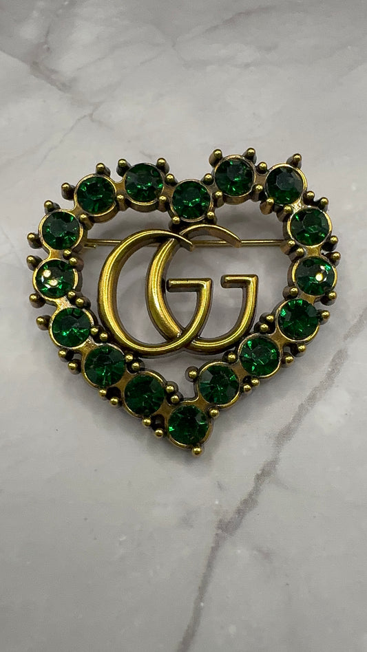 G.G Antique Brass Heart Brooch pin