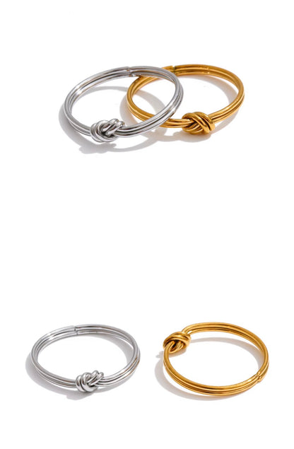 18K Gold Plated Minimalist Multi Wire Knot Stainless Steel Dainty Stackable Ring