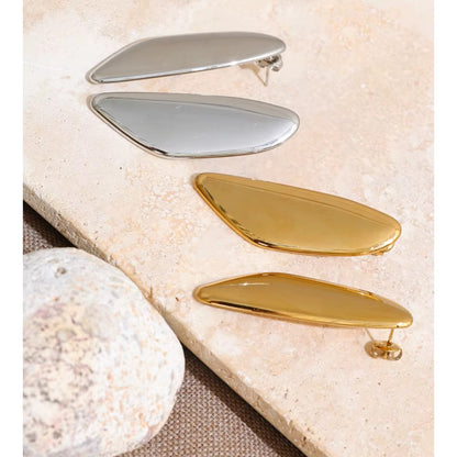 18K Gold Plated Waterproof Fluid Leaf Drop Stainless Steel Irregular Geo statement Earrings
