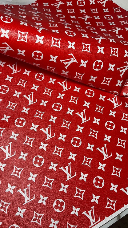 Luxury LV Monogram Faux Leather Fabric – Designer-Inspired Finish