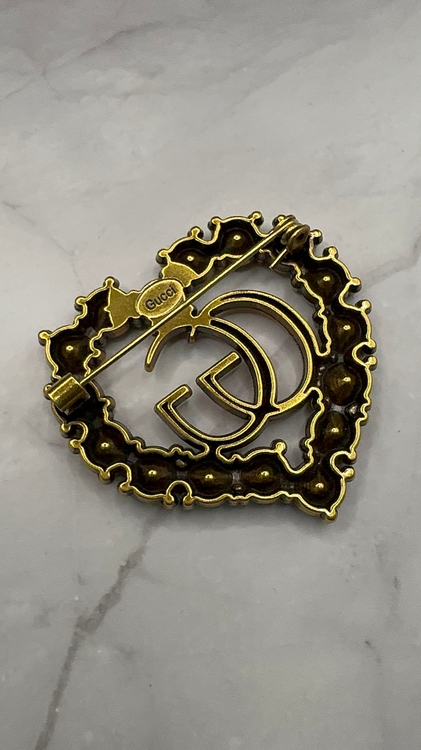 G.G Antique Brass Heart Brooch pin