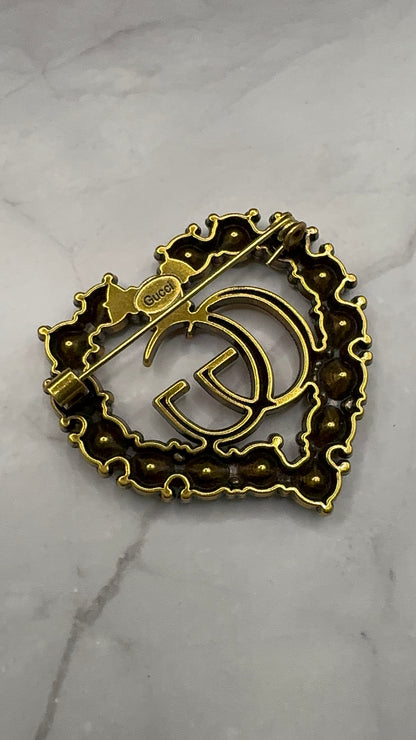 G.G Antique Brass Heart Brooch pin