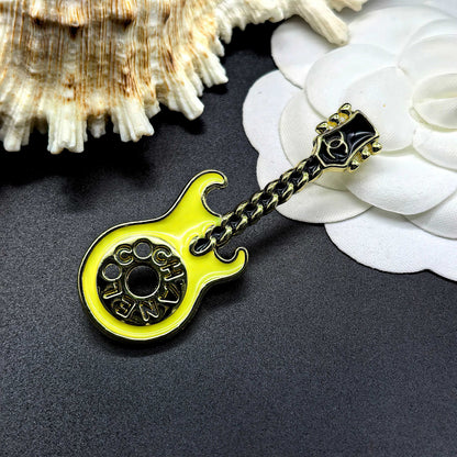 Luxury C.C Silver Guitar brooch