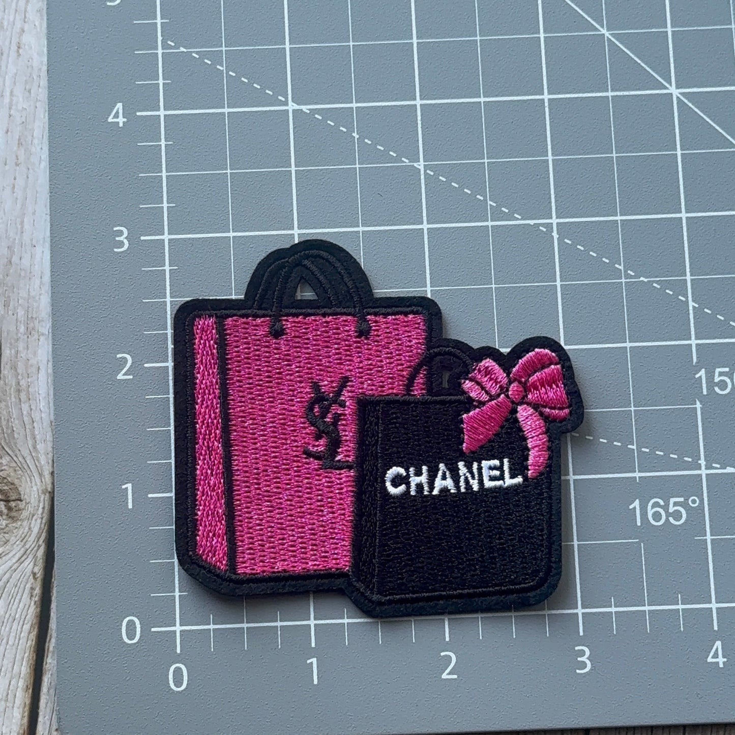 Pink and Black Tote Iron on Patch