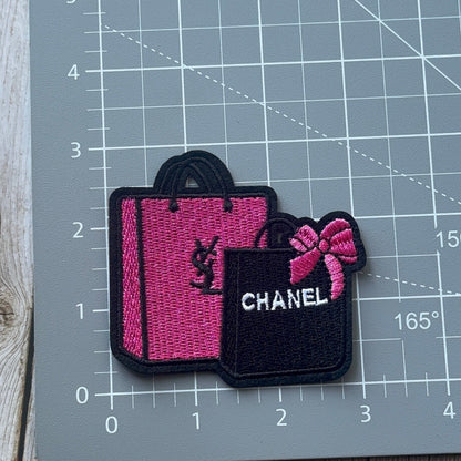 Pink and Black Tote Iron on Patch