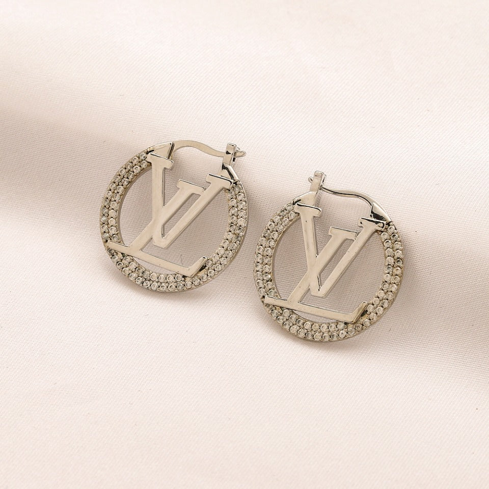 L.V Inspired Copper with micro-set zircon earrings