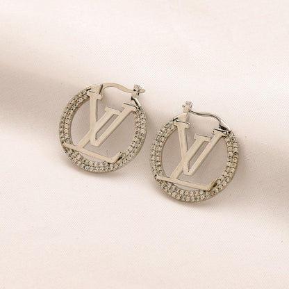 L.V Inspired Copper with micro-set zircon earrings