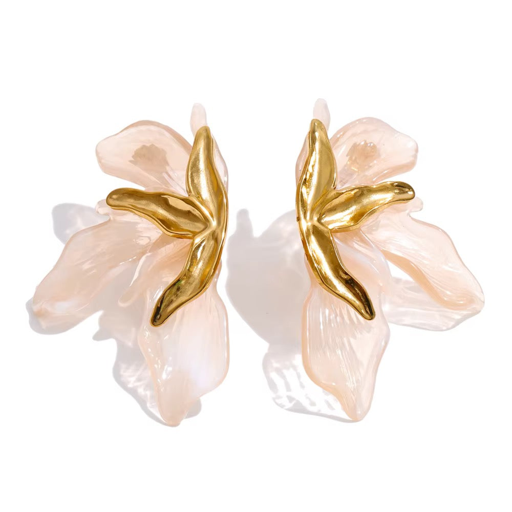 18K Gold Plated Vintage Aesthetic Resin Stainless Steel Earrings