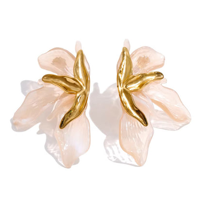 18K Gold Plated Vintage Aesthetic Resin Stainless Steel Earrings