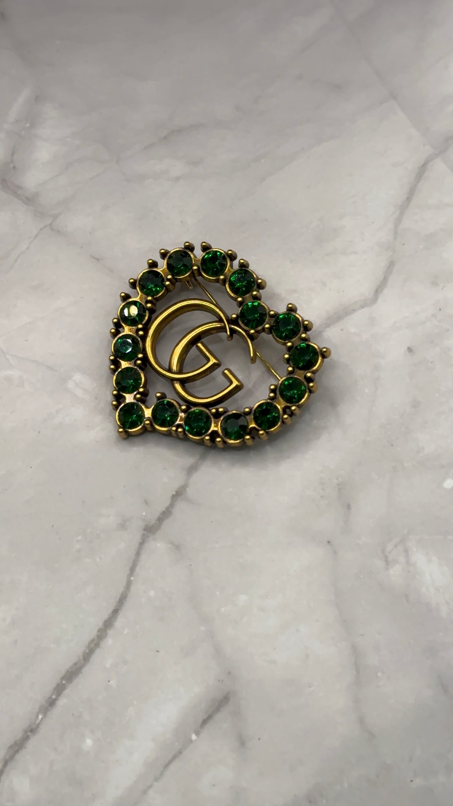 G.G Antique Brass Heart Brooch pin