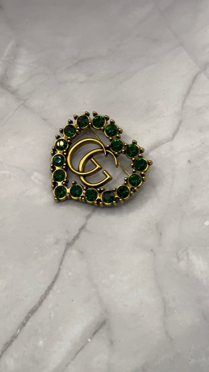 G.G Antique Brass Heart Brooch pin