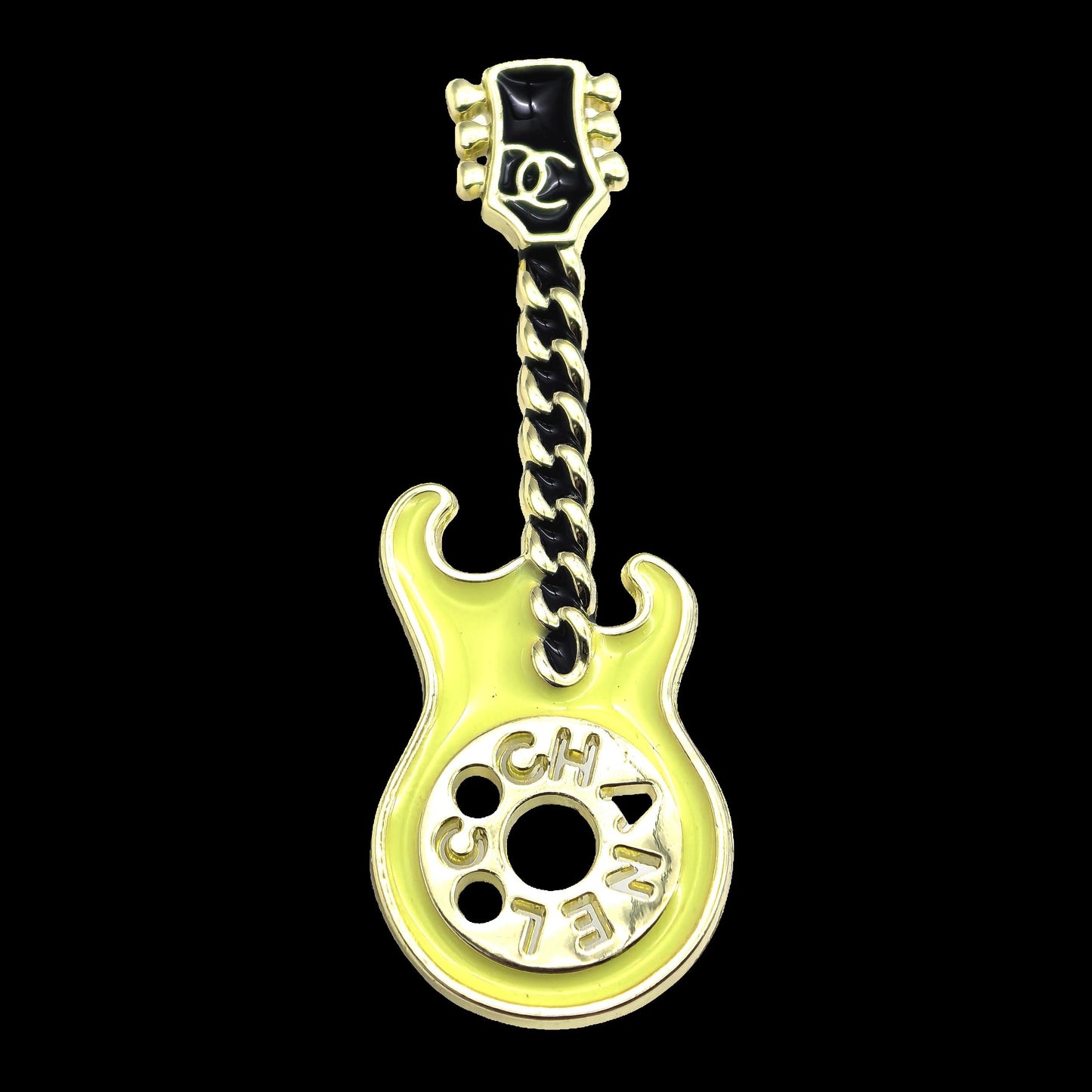Luxury C.C Silver Guitar brooch
