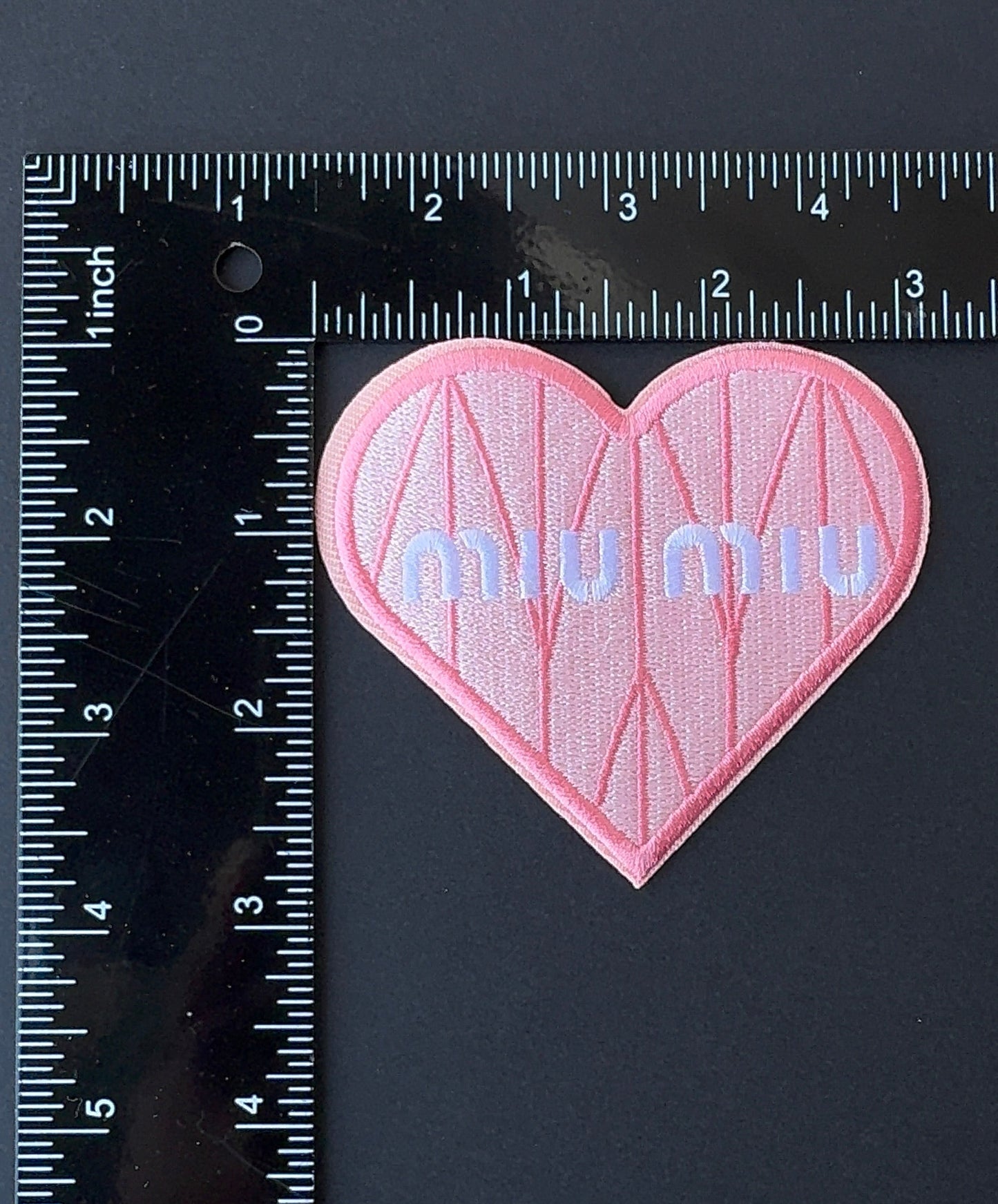 Miu pink heart iron-on patch