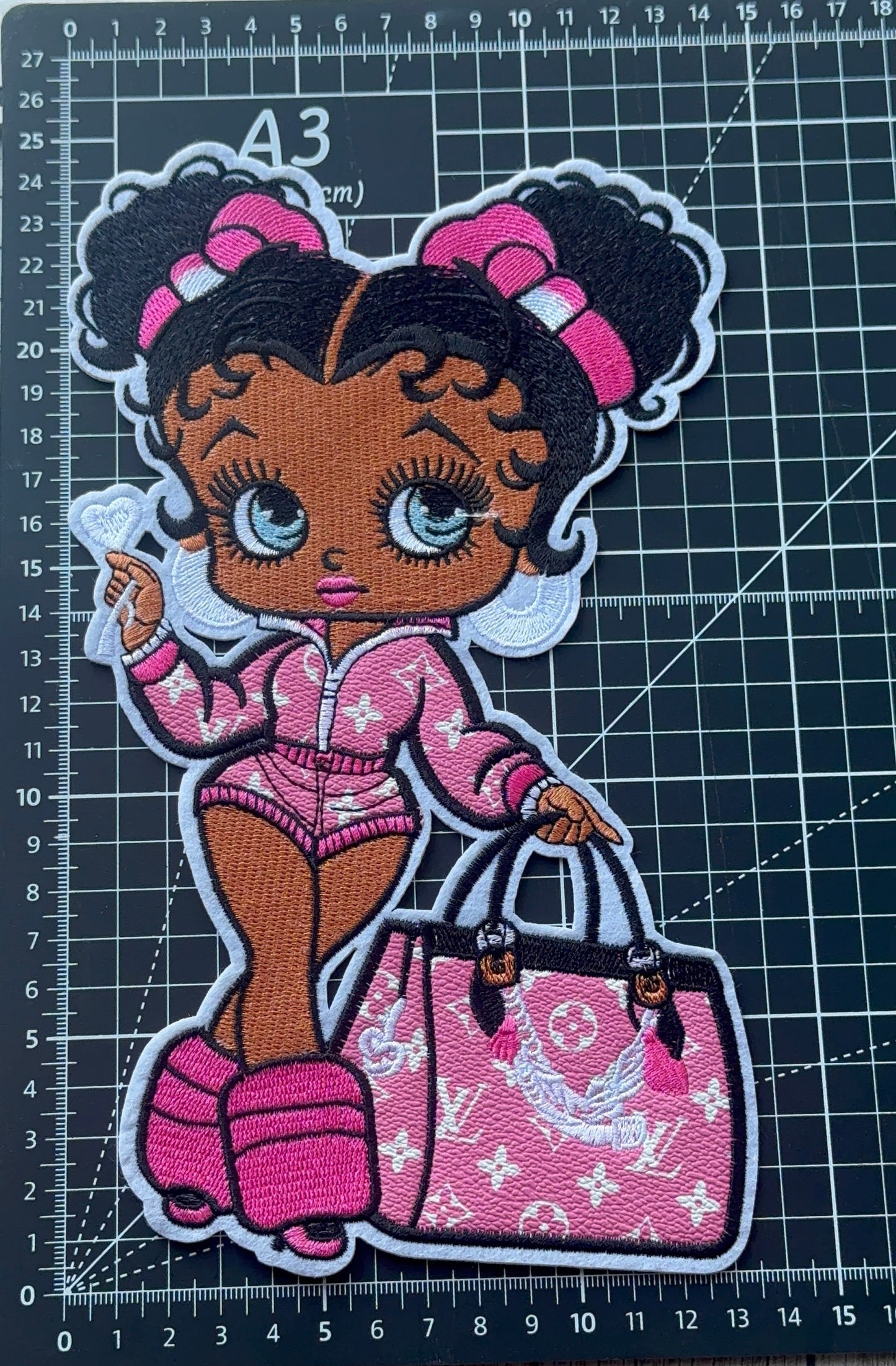 Pink Leather LV Betty Iron-on Patch 10inch