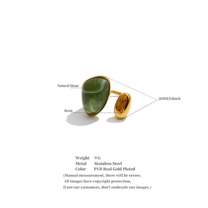 18K Gold Plated Hypoallergenic Resin Asymmetric Adjustable Stainless Steel Ring