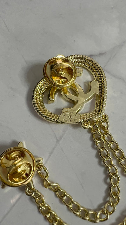 Luxury C.C Chain Brooch pin