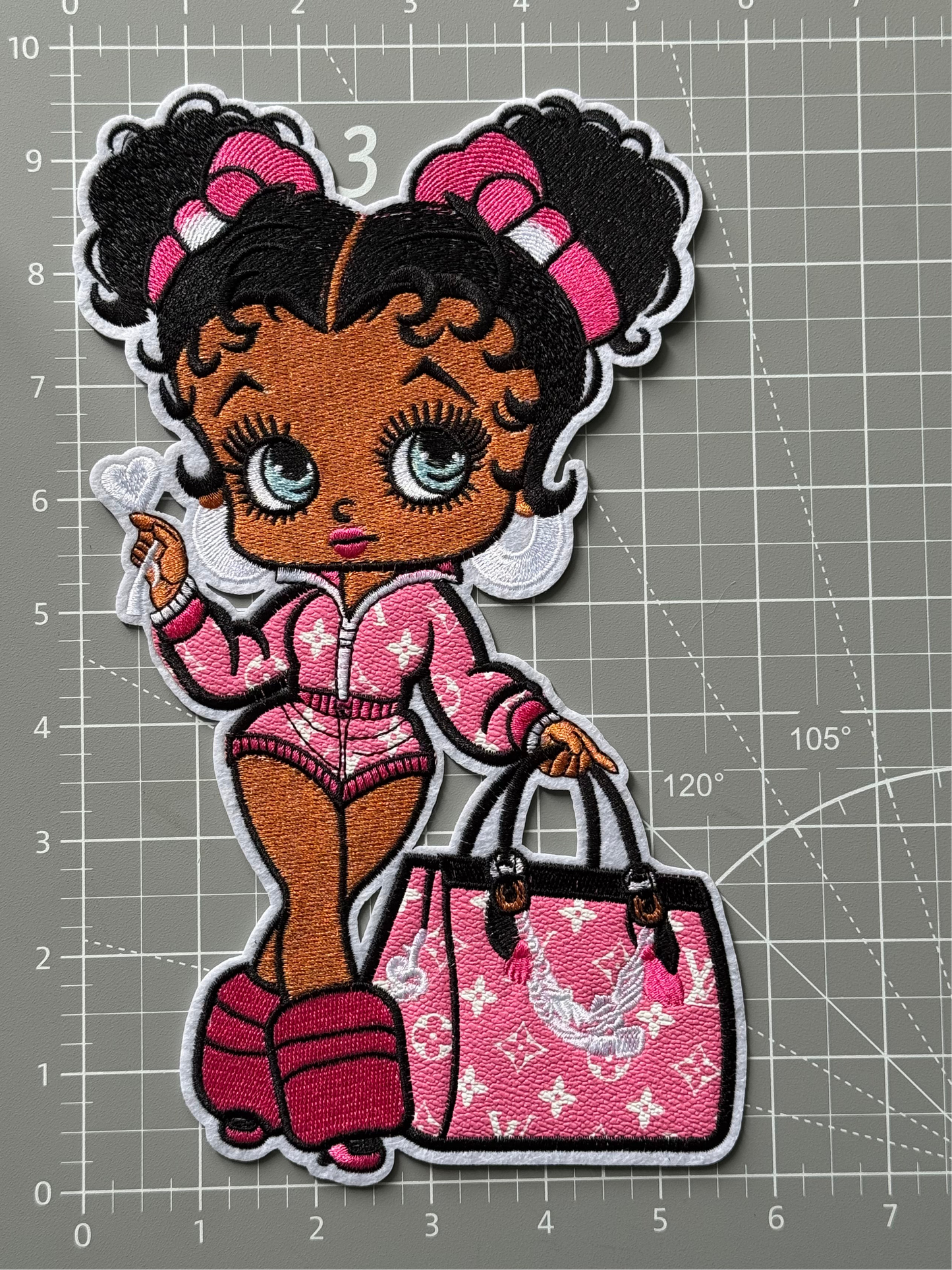 Pink Leather LV Betty Iron-on Patch 10inch