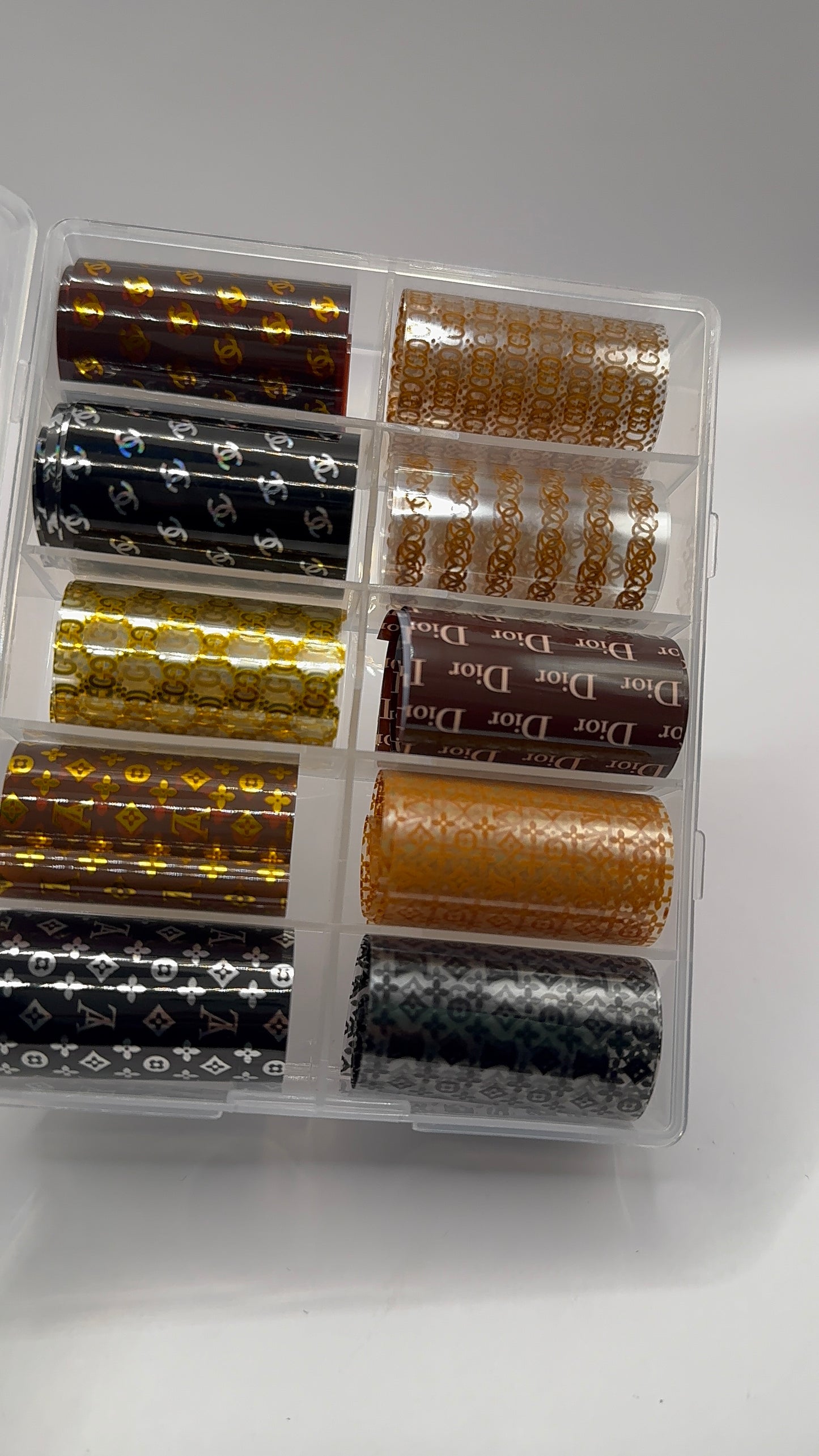 Luxury Designer-Inspired Nail Transfer Foil Set of(10 Rolls)- Brown set