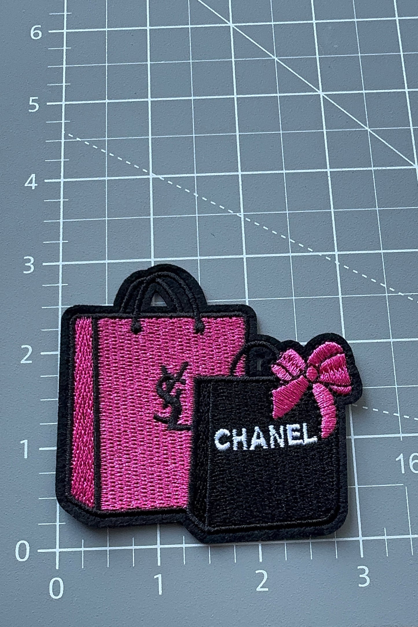 Pink and Black Tote Iron on Patch