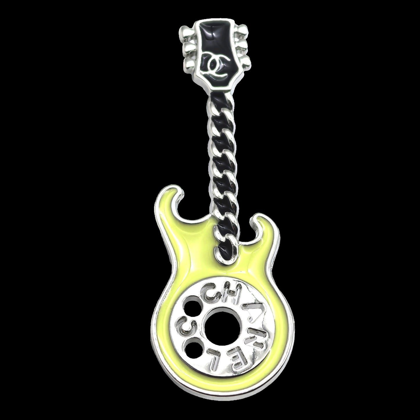 Luxury C.C Silver Guitar brooch