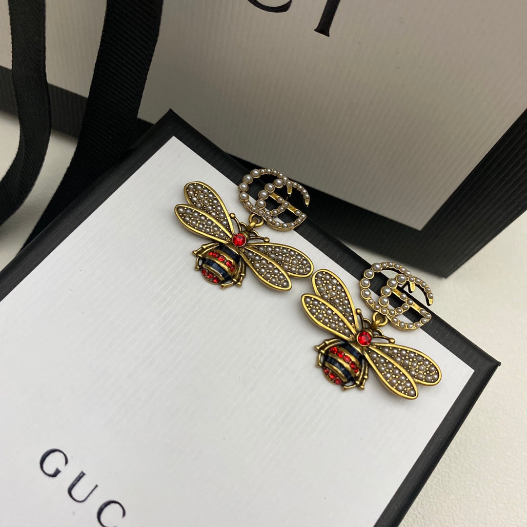 High-End Steel G.G Queen bee Earrings