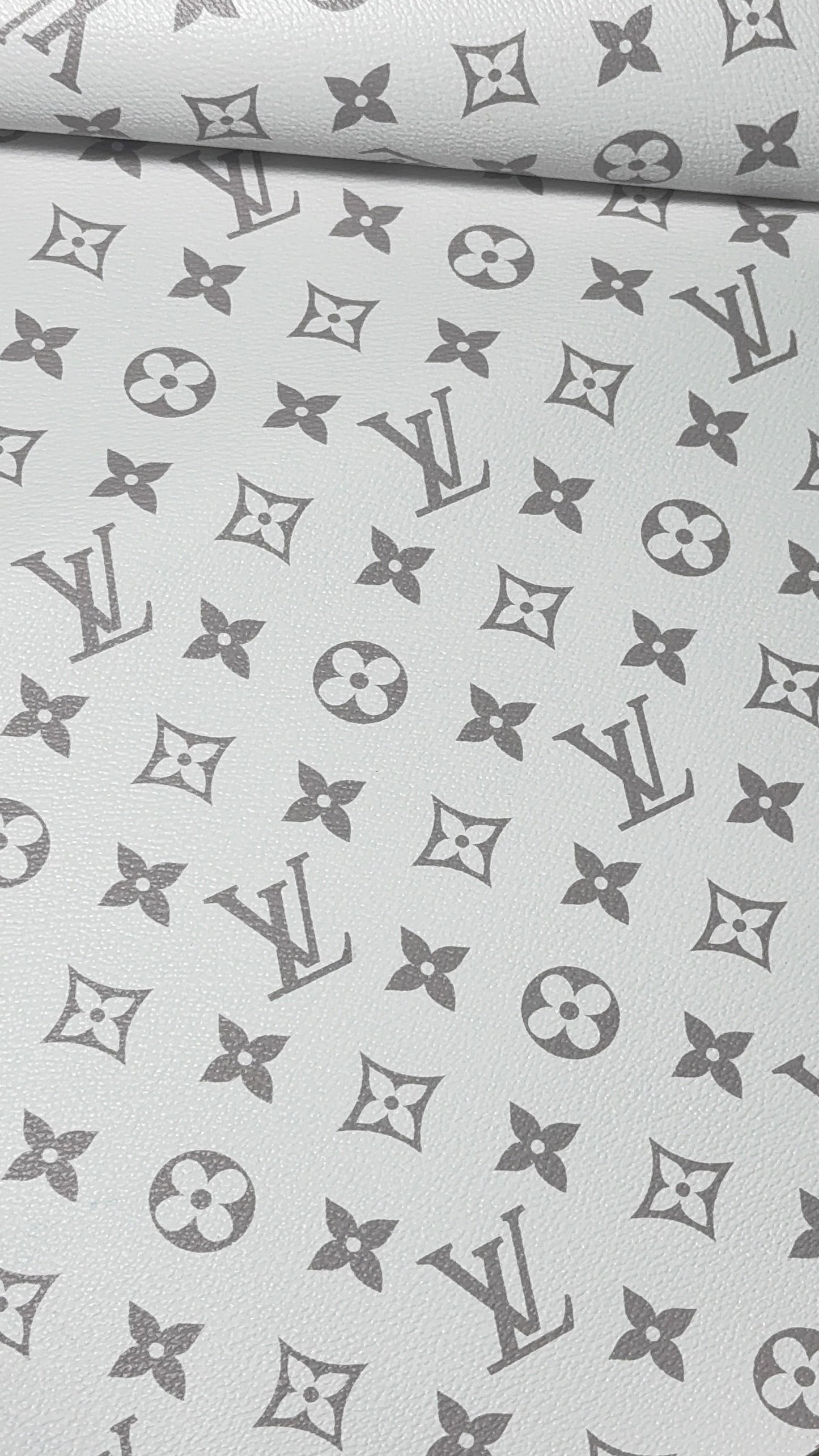 Luxury Monogram Faux Leather Fabric – Designer-Inspired Finish