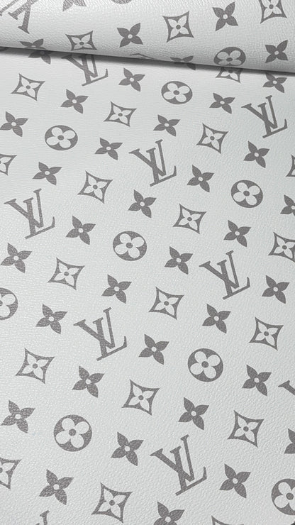 Luxury Monogram Faux Leather Fabric – Designer-Inspired Finish